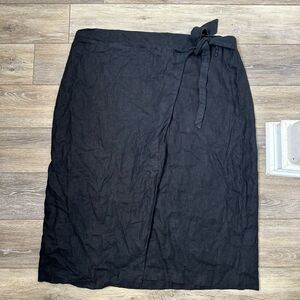 Mango Linen Elegant Black Wrap Skirt Sz 3XL